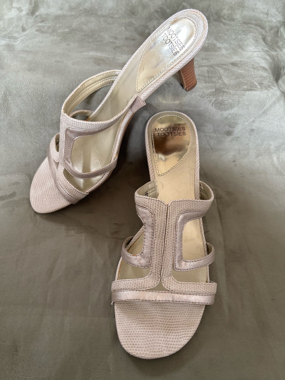 Mootsies Tootsies Vintage Y2K Retro Metallic Strappy Sandals Kitten Heels SZ 9.5 - Picture 2 of 16